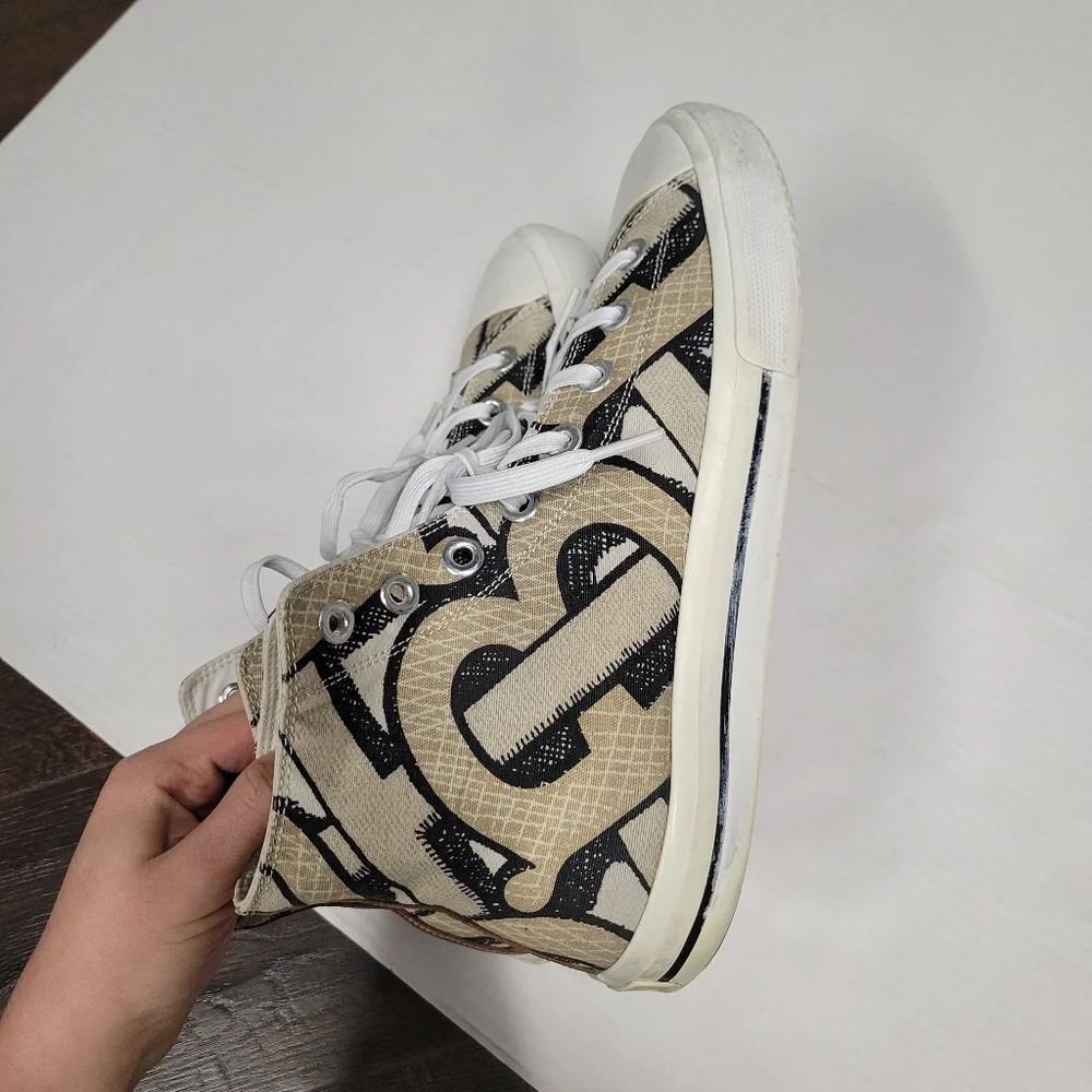 Burberry Mens Monogram-print High-top Sneakers In Neutrals Size 43 10 - Picture 6 of 13
